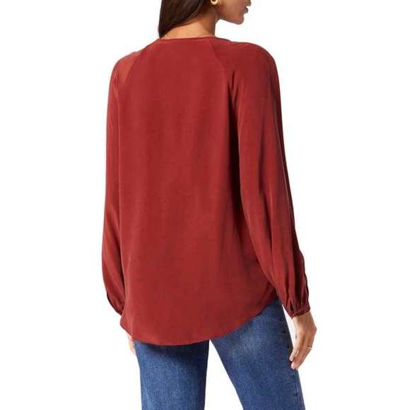 JOIE Shariana Long Sleeve Silk Top In Crimson Size Small NWT - Picture 3 of 10